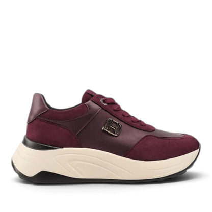 Sneakers Donna in Tessuto Scamosciato e laminato Bordò