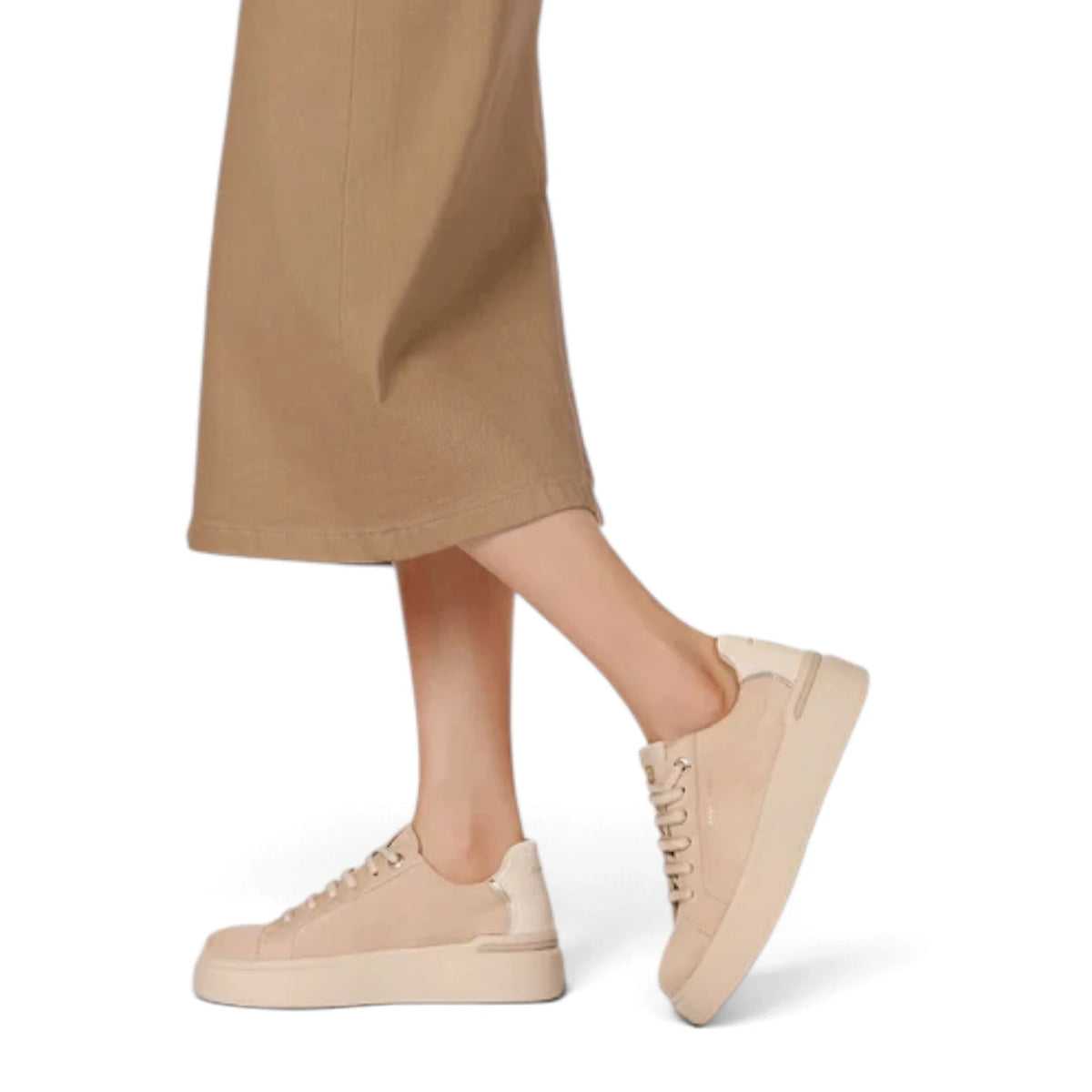Sneakers Donna Queen Helena Platform Scamosciato Beige