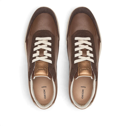 Sneakers Donna GEOX Pelle e Tessuto Fango riporti Marrone