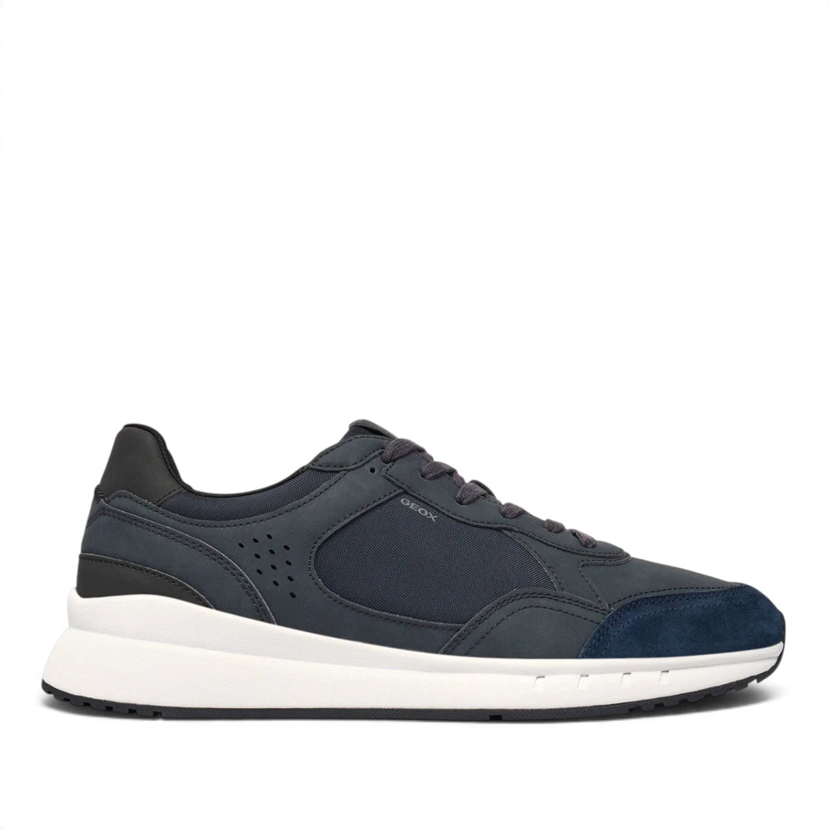 Sneakers Uomo Geox in Tessuto riporti Ecopelle Blu