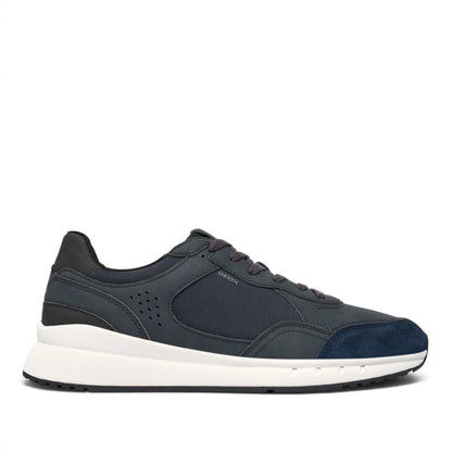 Sneakers Uomo Geox in Tessuto riporti Ecopelle Blu