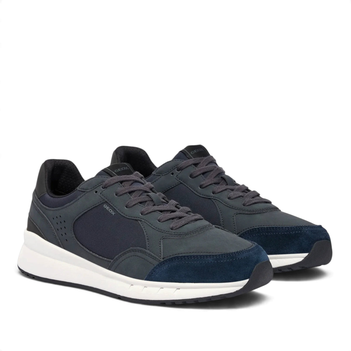 Sneakers Uomo Geox in Tessuto riporti Ecopelle Blu