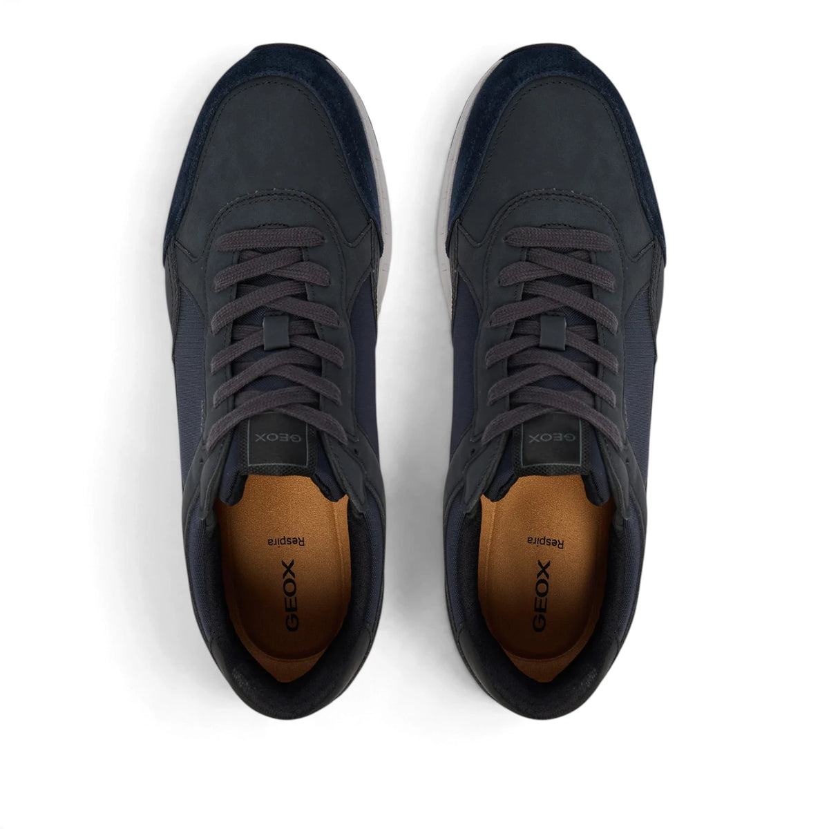 Sneakers Uomo Geox in Tessuto riporti Ecopelle Blu