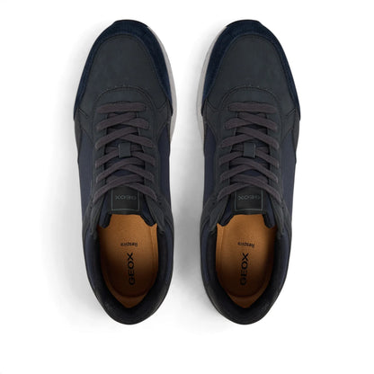 Sneakers Uomo Geox in Tessuto riporti Ecopelle Blu