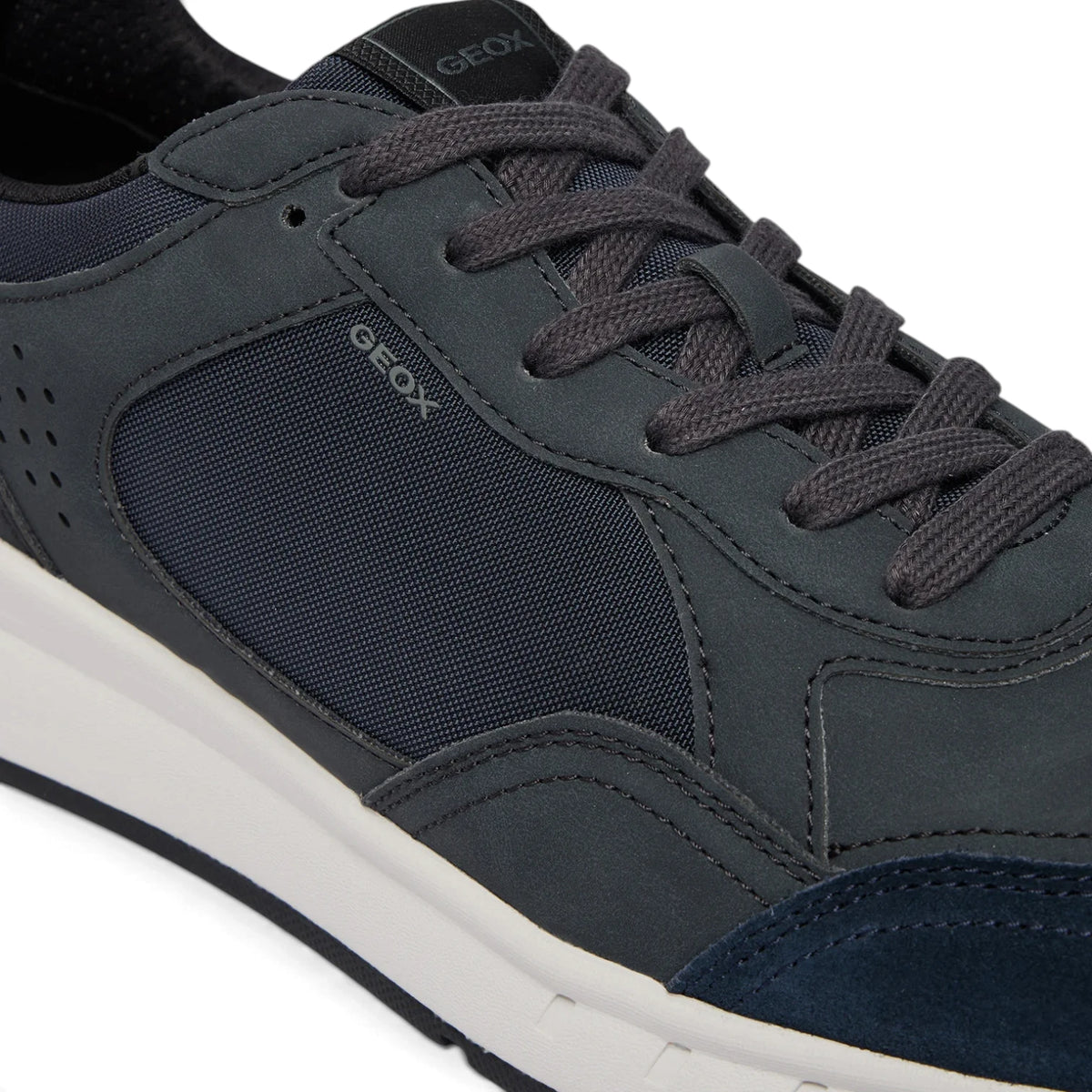 Sneakers Uomo Geox in Tessuto riporti Ecopelle Blu