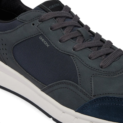 Sneakers Uomo Geox in Tessuto riporti Ecopelle Blu