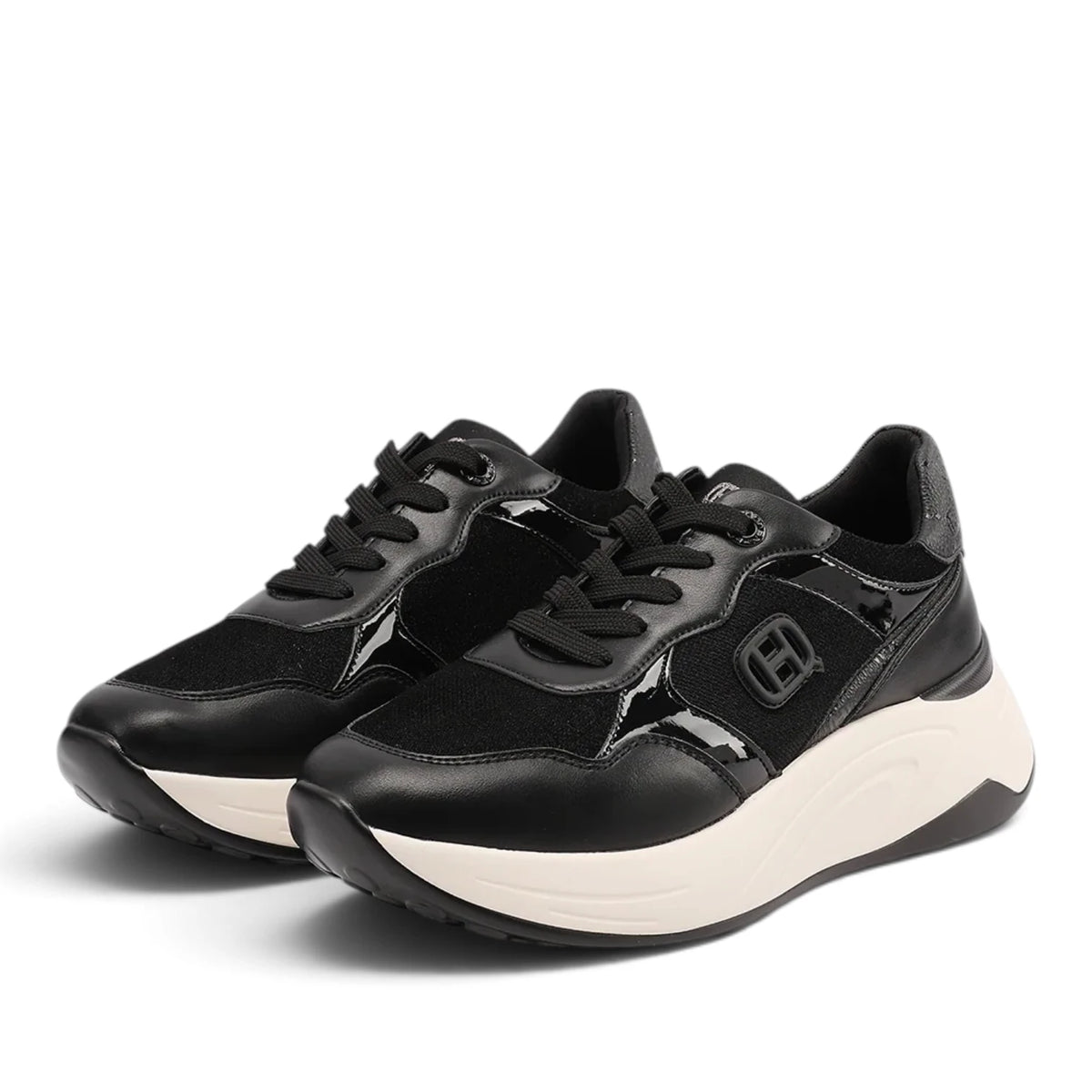 Sneakers Donna in Tessuto Scamosciato e Brillantinato Nero