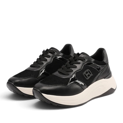 Sneakers Donna in Tessuto Scamosciato e Brillantinato Nero