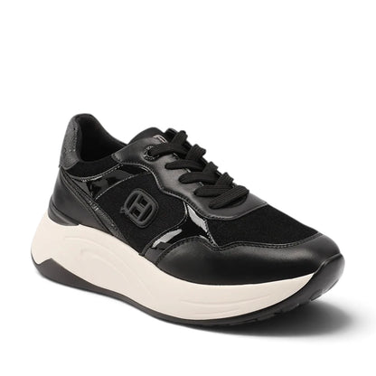 Sneakers Donna in Tessuto Scamosciato e Brillantinato Nero