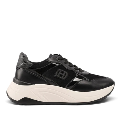 Sneakers Donna in Tessuto Scamosciato e Brillantinato Nero