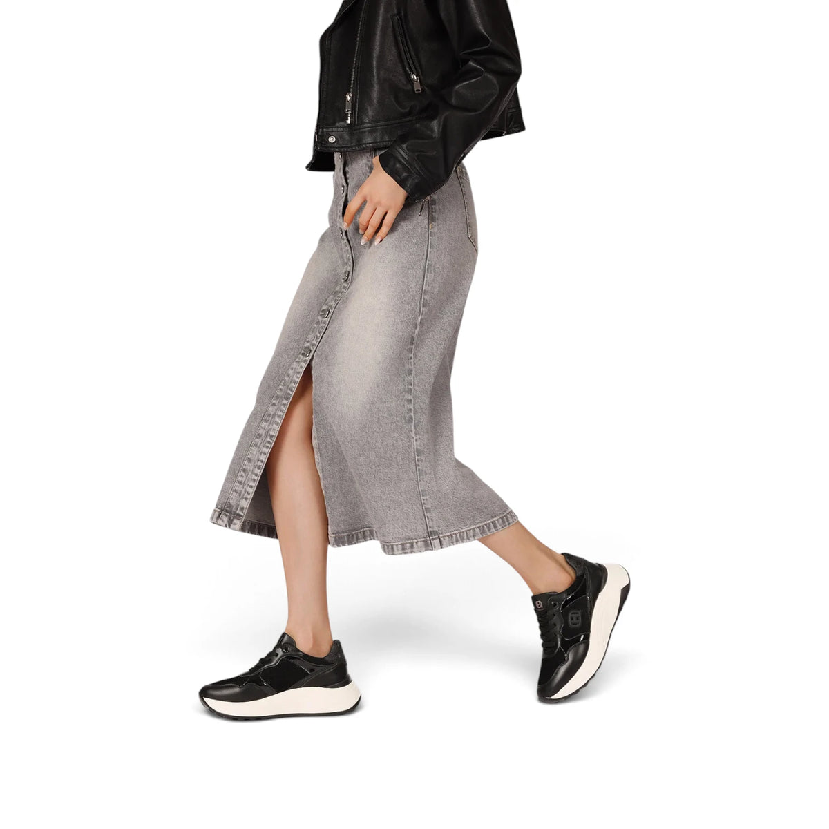 Sneakers Donna in Tessuto Scamosciato e Brillantinato Nero