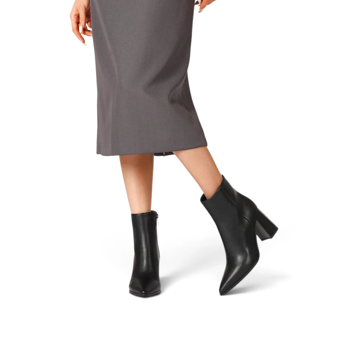 Stivaletto Donna in Ecopelle Nero con Tacco