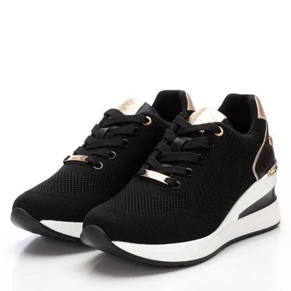 Sneaker Donna Xti con Zeppa in Tessuto Nero
