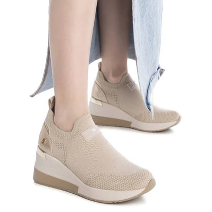 Slip on Donna Xti con Zeppa in Tessuto Beige