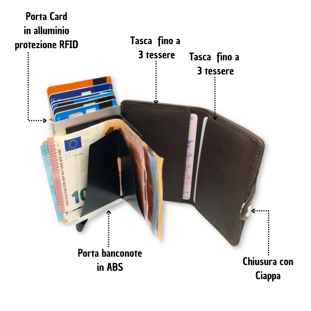 Wallet in Pelle Fango con Portamonete