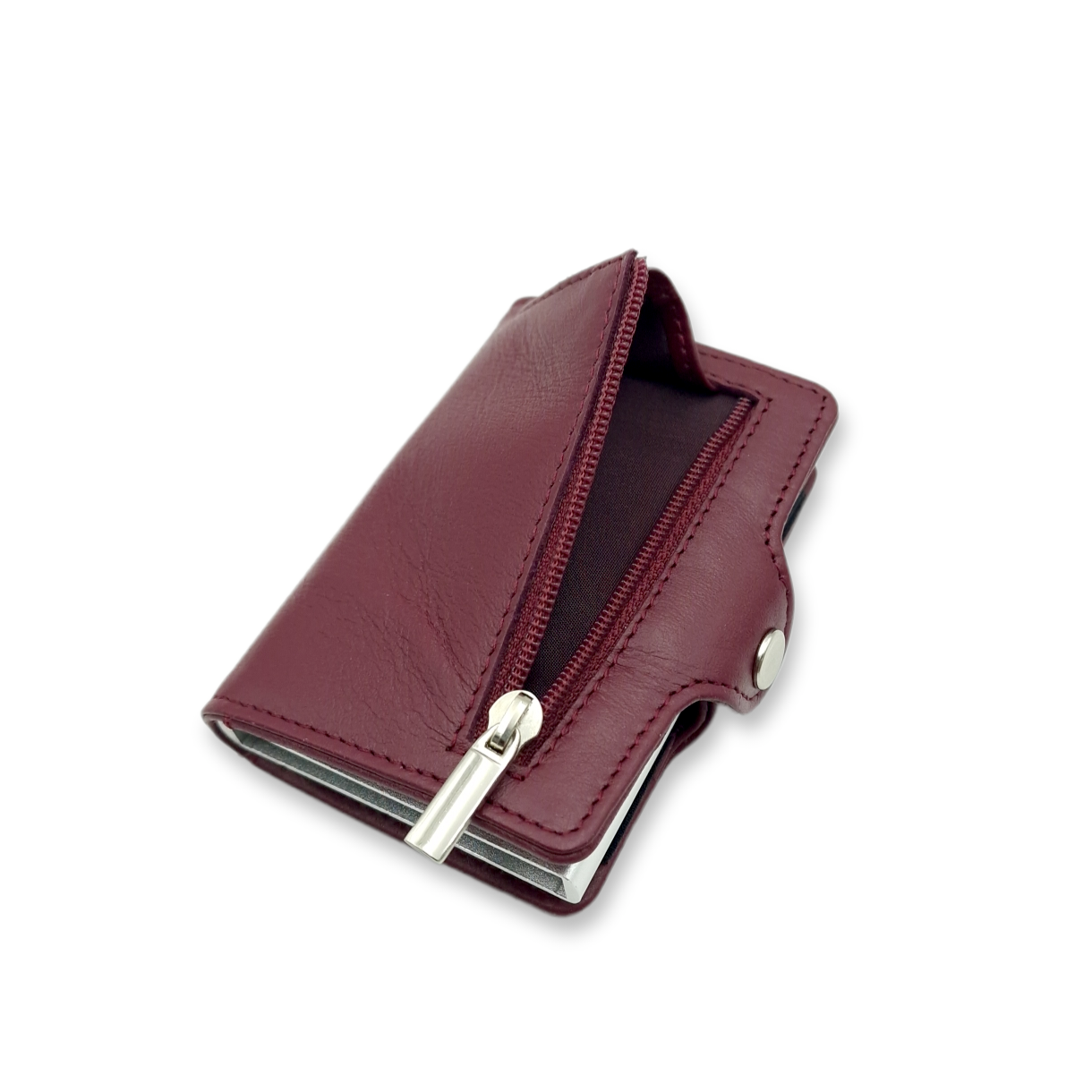 Wallet in Pelle Bordeaux con Portamonete